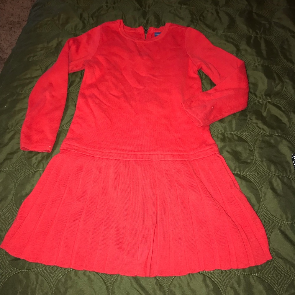 Gap 5 years knit dress red pleated beautiful